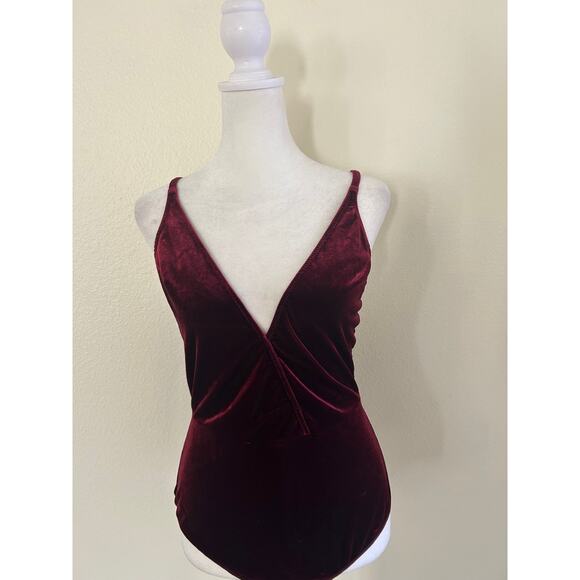 Vintage Undress Code Burgudy Velvet Bodysuit Y2k 90s Whimsigoth Witchy Grunge - Picture 1 of 6